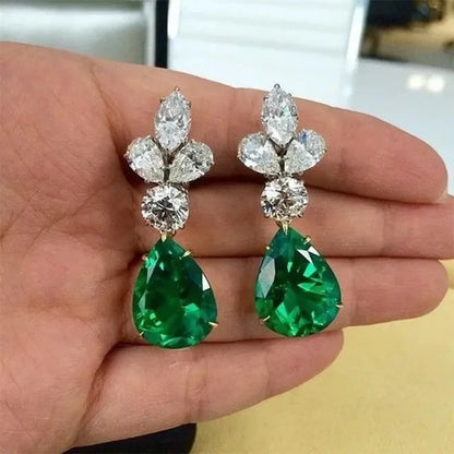 Emerald Earrings & Pendant with Bright Green Zirconia