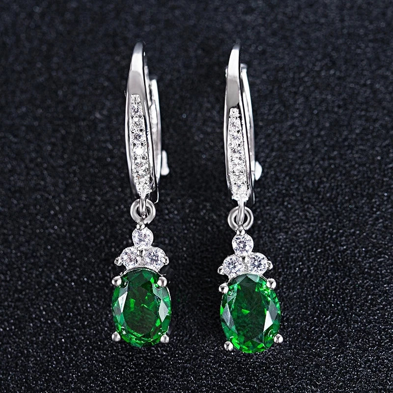 Emerald Earrings & Pendant with Bright Green Zirconia