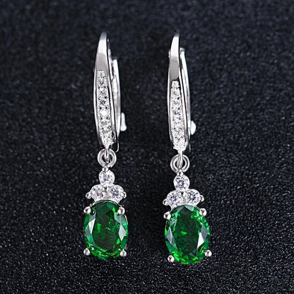 Emerald Earrings & Pendant with Bright Green Zirconia