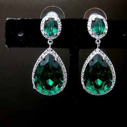 Emerald Earrings & Pendant with Bright Green Zirconia