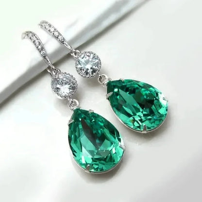 Emerald Earrings & Pendant with Bright Green Zirconia