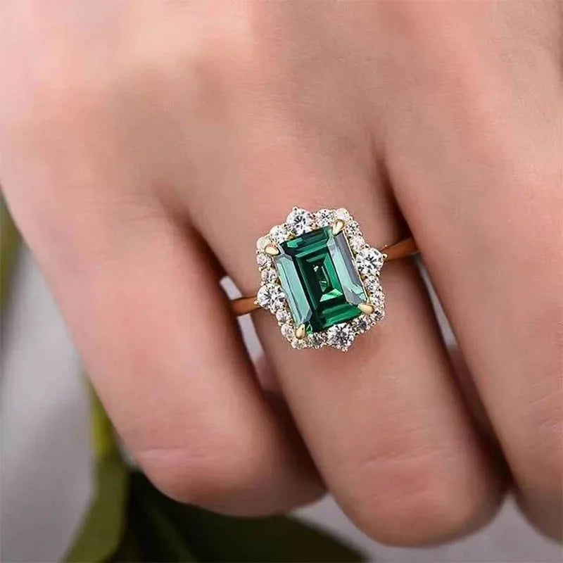 18K Gold plated  Royal lab Emerald Ring