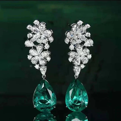 Emerald Earrings & Pendant with Bright Green Zirconia