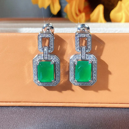 Emerald Earrings & Pendant with Bright Green Zirconia