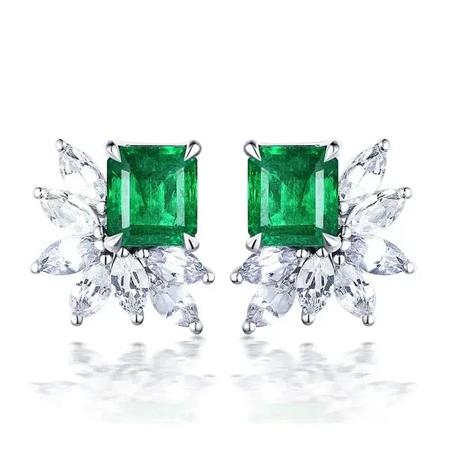 Emerald Earrings & Pendant with Bright Green Zirconia