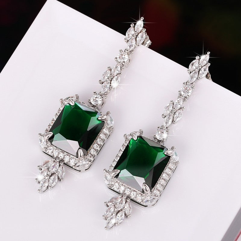 Emerald Earrings & Pendant with Bright Green Zirconia