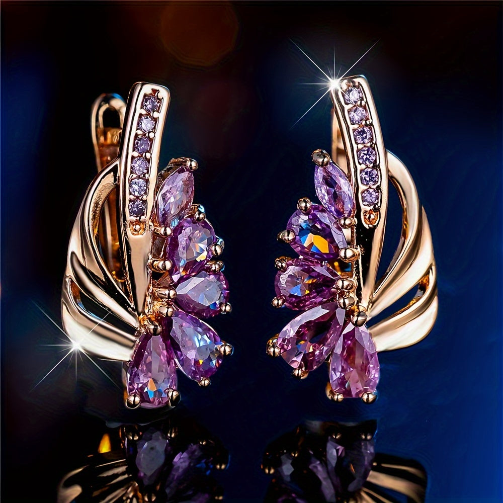 Purple Cubic Zirconia Drop Earrings