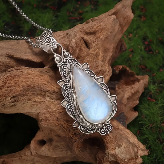 Elegant Teardrop Moonstone Pendant Necklace