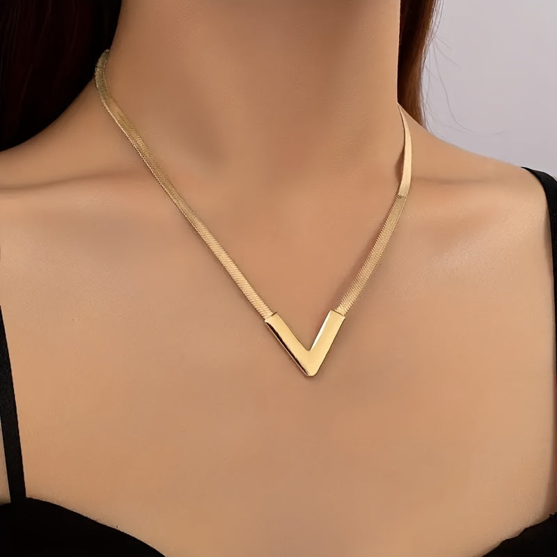 18K Plated Simple V-Shaped Necklace