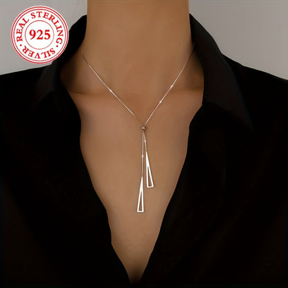 925 Sterling Silver Geometric Triangle Pendant Necklace