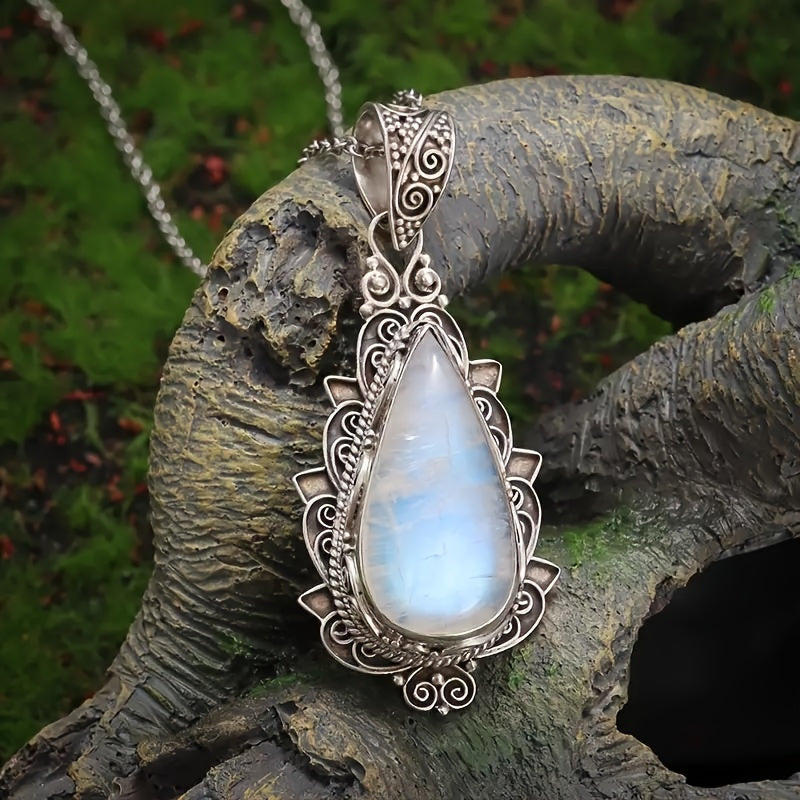 Elegant Teardrop Moonstone Pendant Necklace