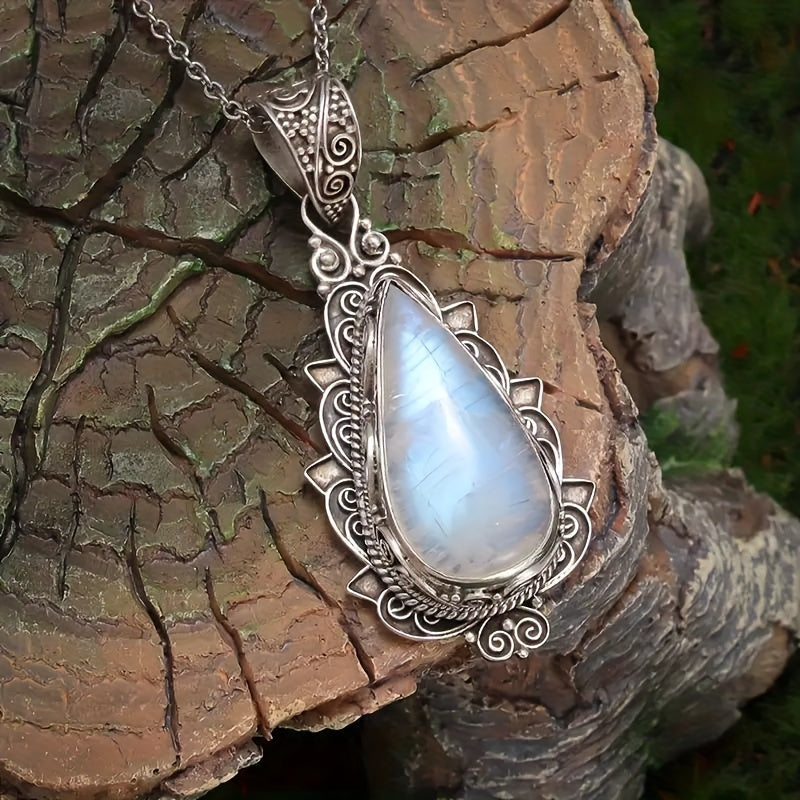 Elegant Teardrop Moonstone Pendant Necklace