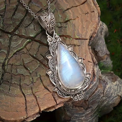 Elegant Teardrop Moonstone Pendant Necklace